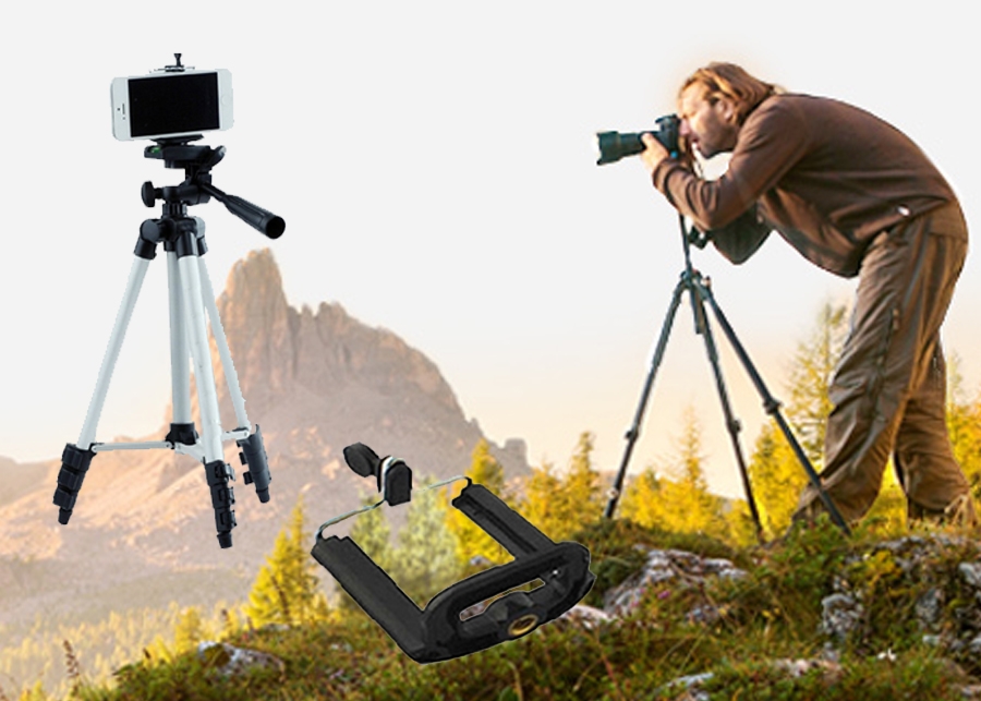tripod-t-1469-1.jpg Tripod : Telefon ve Kamera Tutucu Ayak + Telefon Tutucu - 105Cm - Görsel 1