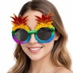 Tropikal Ananas Tasarımlı Renkli Hawaii Parti Gözlüğü - Görsel 4