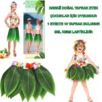 Tropikal Esintili Hawaii Yapraklı Parti Eteği Çuk Boy