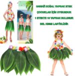 Tropikal Esintili Hawaii Yapraklı Parti Eteği Çuk Boy