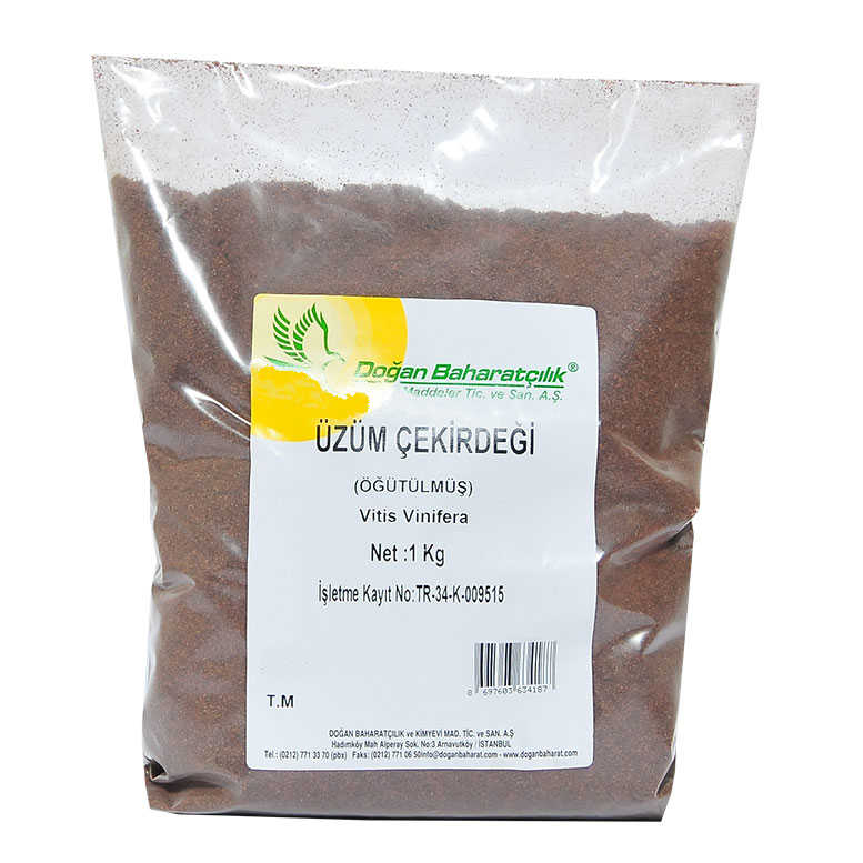 Üzüm Çekirdeği Toz 1 Kg - Doğan Üzüm Çekirdeği Öğütülmüş Doğal 1000 Gr Paket - Görsel 1