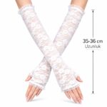 Uzun Beyaz Dantel Eldiven - 35 cm Parmaksız Estetik