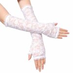 Uzun Beyaz Dantel Eldiven - 35 cm Parmaksız Estetik - Görsel 2