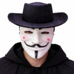 Vendetta Maske ve Siyah Şapka Kostüm Seti