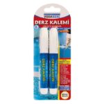 Çift Uçlu Su Bazlı Kokusuz Kalıcı Derz Kalemi Beyaz 2 Adet