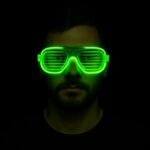 Yeşil LED Işıklı Parti Gözlüğü  Neon Glow Şerit Gözlük 3 Modlu - Görsel 2