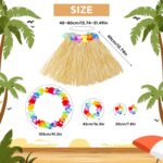 Yetişkin Çuk Hawaii Parti Seti - 40 cm Naturel Etek + Çiçek Aksesuarlar (5 Parça) - Görsel 3