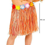 Yetişkin ve Çuk Uyumlu Tcu Renk Püsküllü Hawaii Luau Hula Etek 40 cm