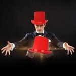 Yetişkinler İçin Kırmızı Renk Ringmaster Sihirbaz Şapkası Fötr Şapka 15 cm - Görsel 2