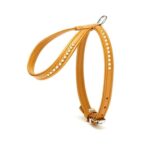Taşlı Deri Köpek Göğüs Tasması 1,2 x 25-35 cm Kamel