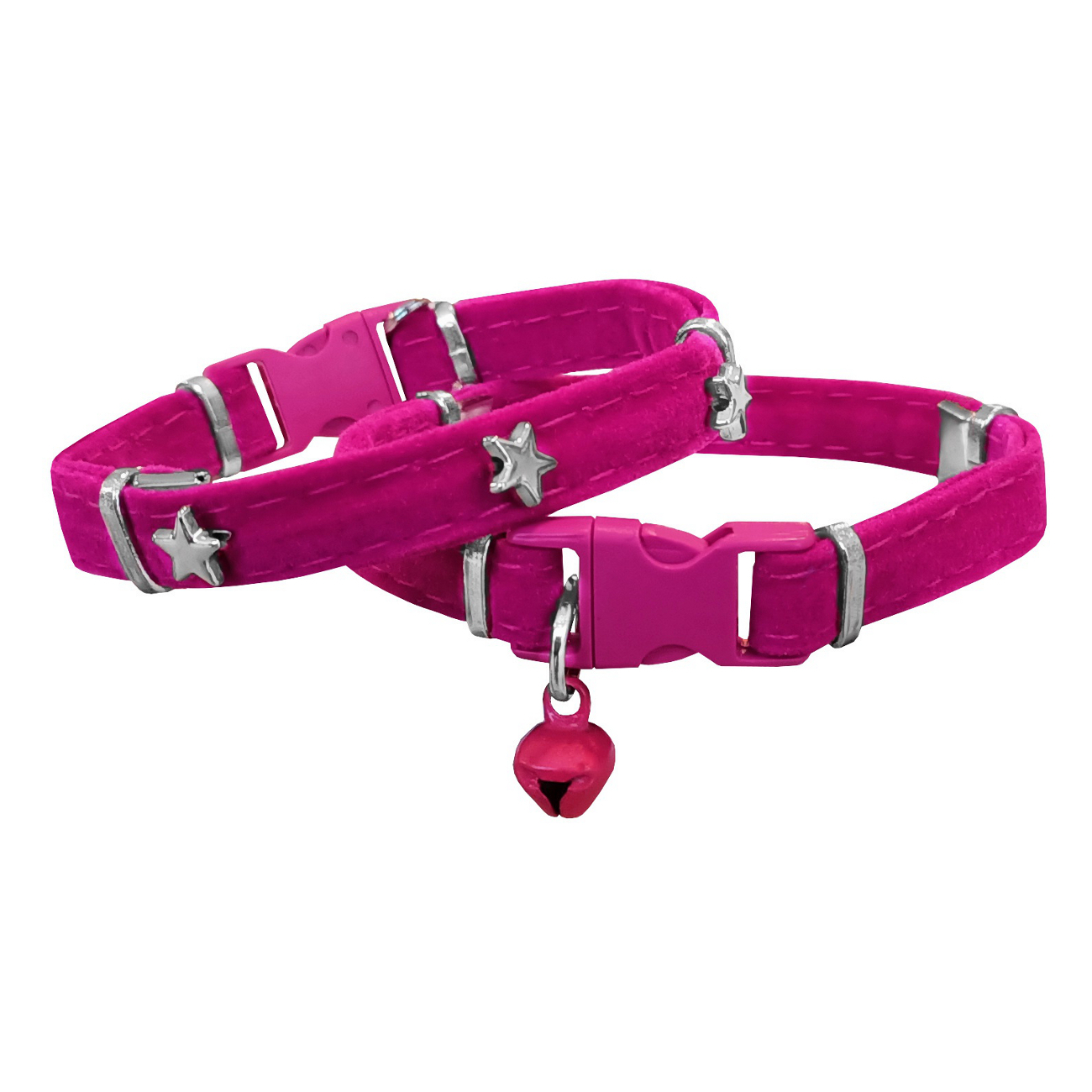 yildiz-pembe-jpg.jpg Kadife Kedi Boyun Tasması Yıldızlı 20-32 cm Pembe - Görsel 1