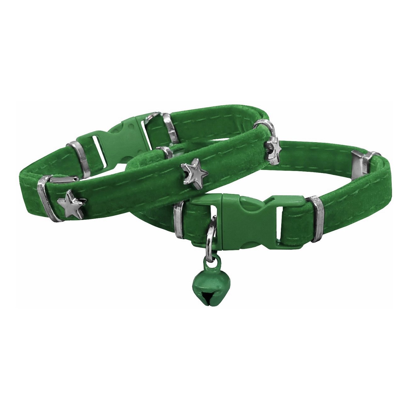 yildiz-yesil-jpg.jpg Kadife Kedi Boyun Tasması Yıldızlı 20-32 cm Yeşil - Görsel 1