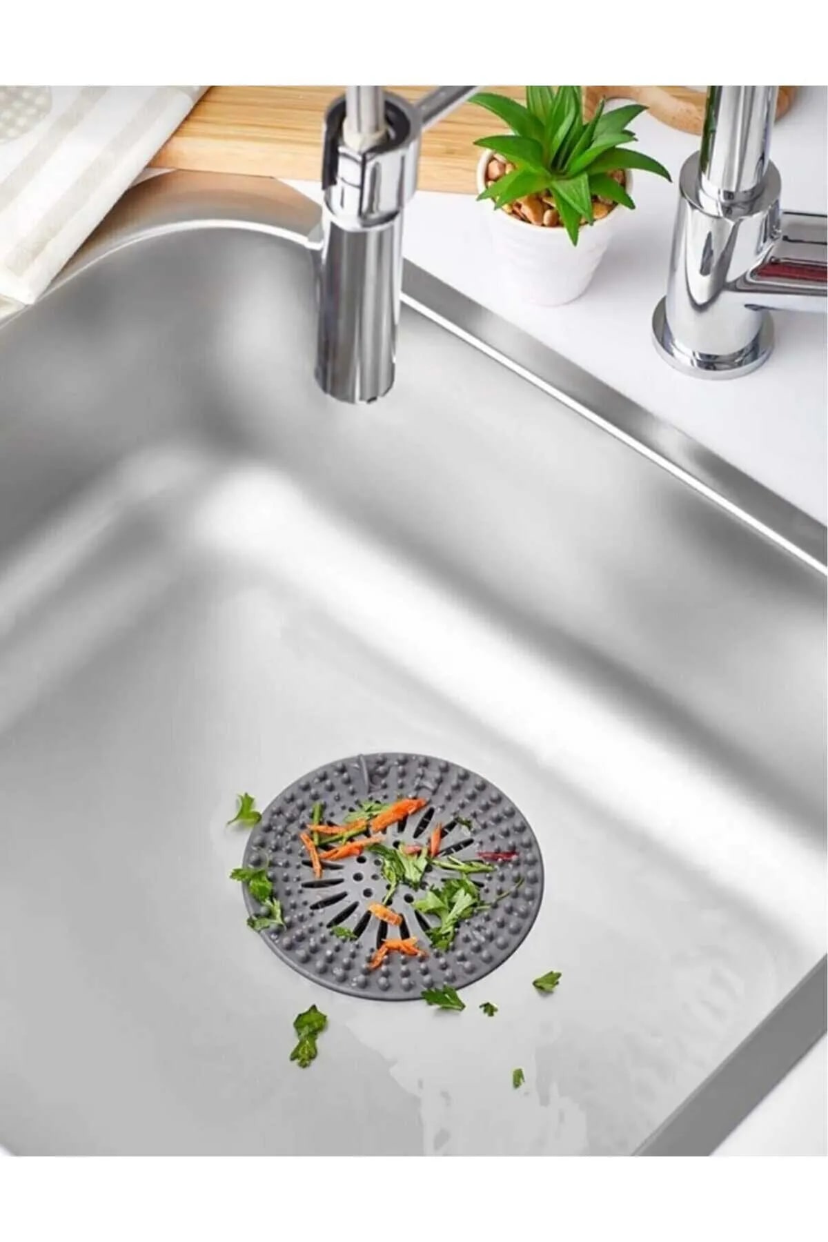 yuvarlak-6563-1.jpg Yuvarlak Süzgeçli Silikon Mutfak Lavabo Ve Küvet Süzgeci Gider Süzgeci - Görsel 1