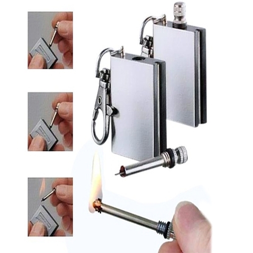 zippo-benz-429-1.jpg Benzinli Kibrit Çakmak Magnezyum Çubuklu Anahtarlıklı Benzinli Metal Kibrit Gümüş - Görsel 1
